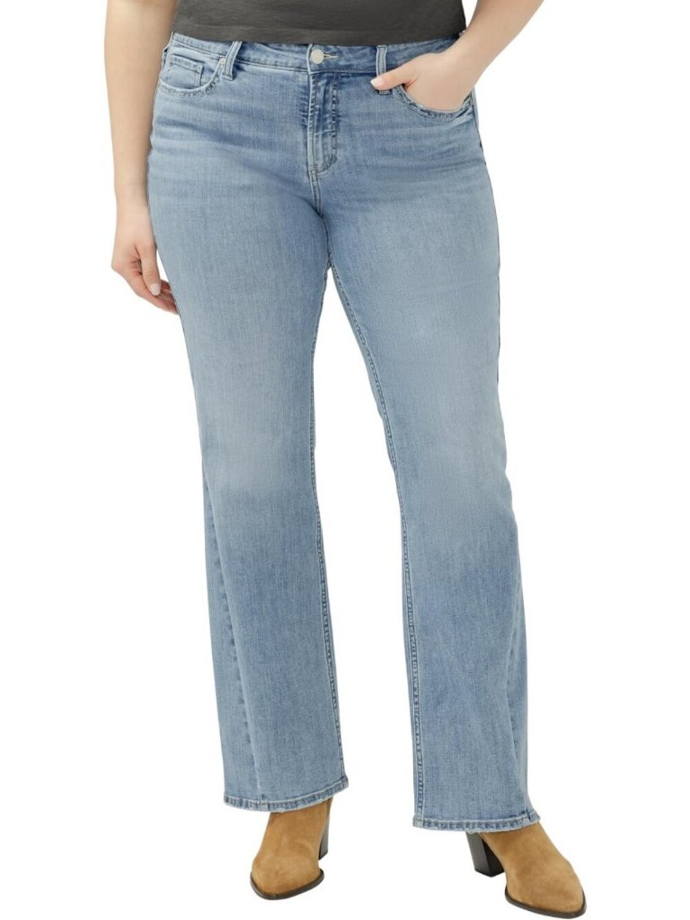 Plus Size Women's Mid Rise Bootcut Jeans, Curvy Fit, Medium Wash, 18W x 31L